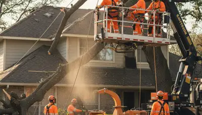 Emergency tree removal crew in Olathe, KS responding to storm damage and fallen trees