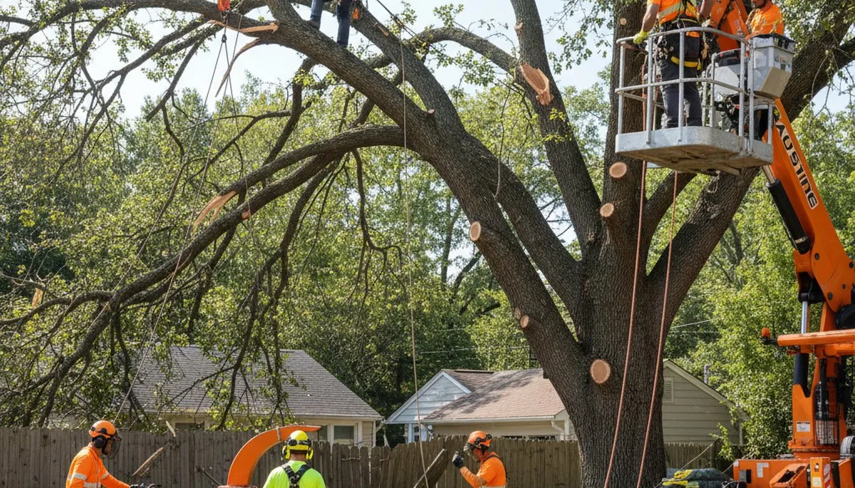 Emergency tree service crew handling storm damage in Olathe, KS