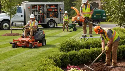 Olathe, KS tree service crew trimming trees for landscaping and property maintenance