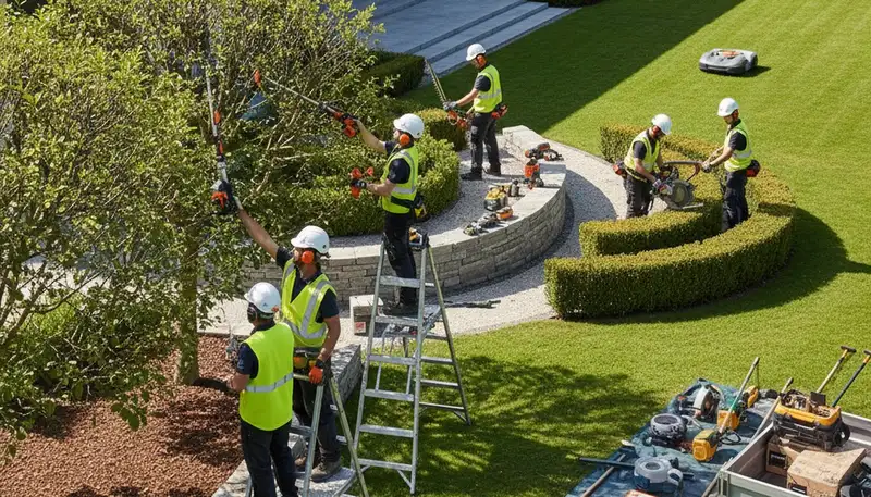 Olathe, KS tree service crew providing landscaping and tree care for local properties