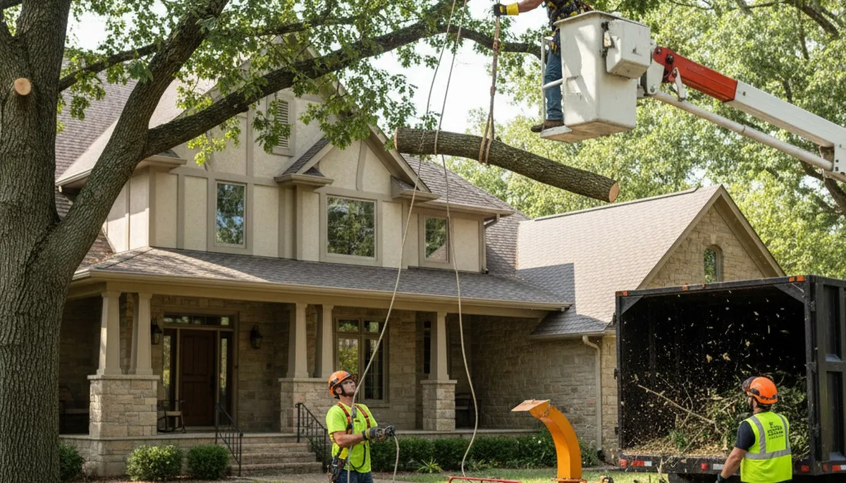 Tree service crew in Olathe, KS providing professional tree removal and trimming services