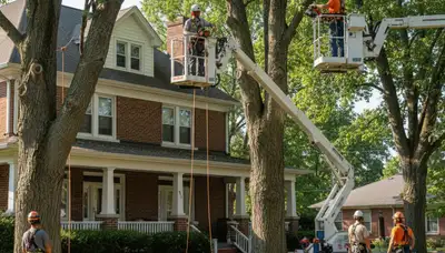 Tree service crew in Olathe, KS providing professional tree removal and trimming services