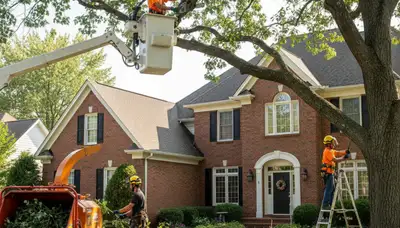 Tree service crew in Olathe, KS providing professional tree removal and trimming work