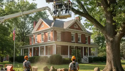 Tree service crew in Olathe, KS handling professional tree removal for a local property