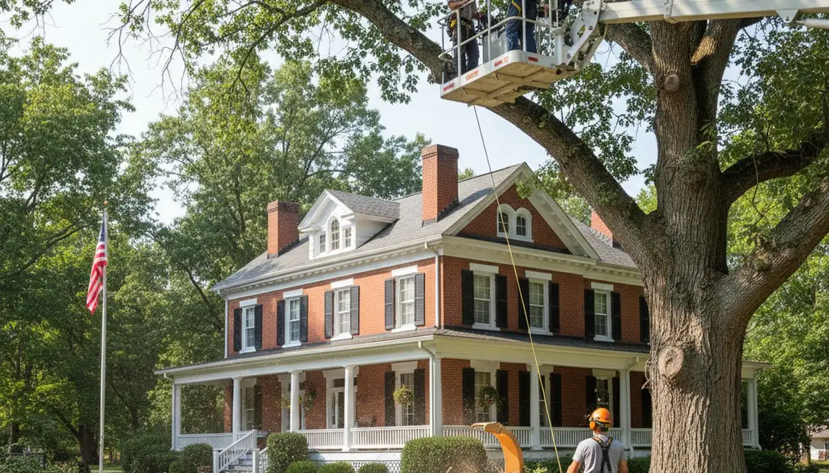 Tree service crew in Olathe, KS performing professional tree removal and trimming work