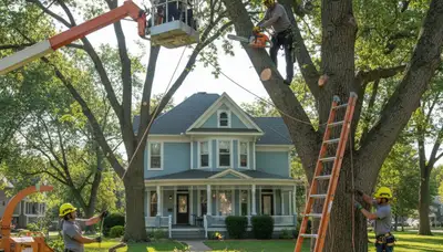 Tree service crew in Olathe, KS providing professional tree removal and trimming services