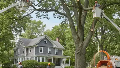 Tree service crew in Olathe, KS providing professional tree removal and trimming work
