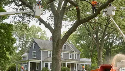 Tree service crew in Olathe, KS performing professional tree removal and cleanup