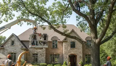 Tree service crew in Olathe, KS providing professional tree removal and trimming work