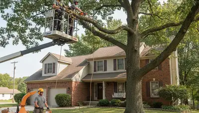 Tree service crew in Olathe, KS providing professional tree removal and trimming services