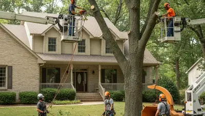 Tree service crew in Olathe, KS providing professional tree removal and trimming services