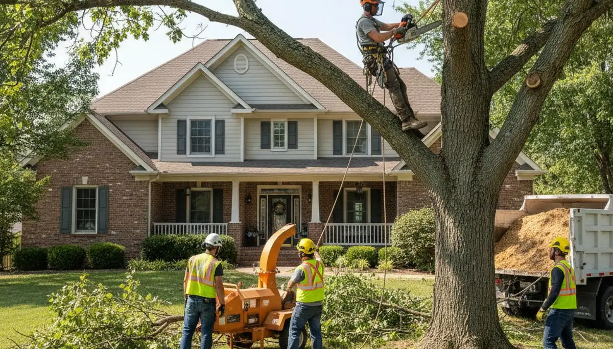 Tree service crew in Olathe, KS handling professional tree removal for a local property