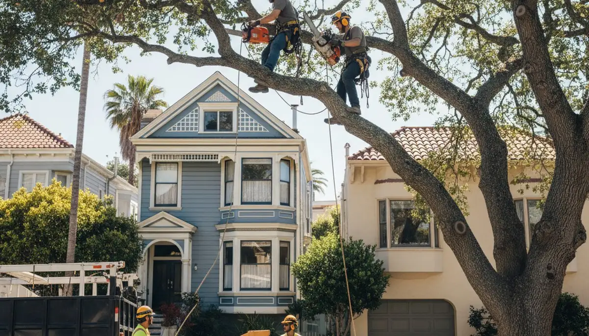 Tree service crew in Olathe, KS providing professional tree removal and trimming for local property owners