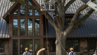 Tree service crew in Olathe, KS providing professional tree removal and trimming services