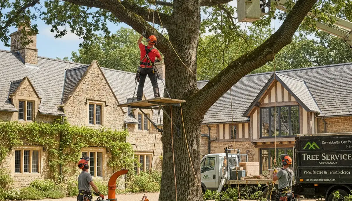 Tree service crew in Olathe, KS providing professional tree removal and trimming services