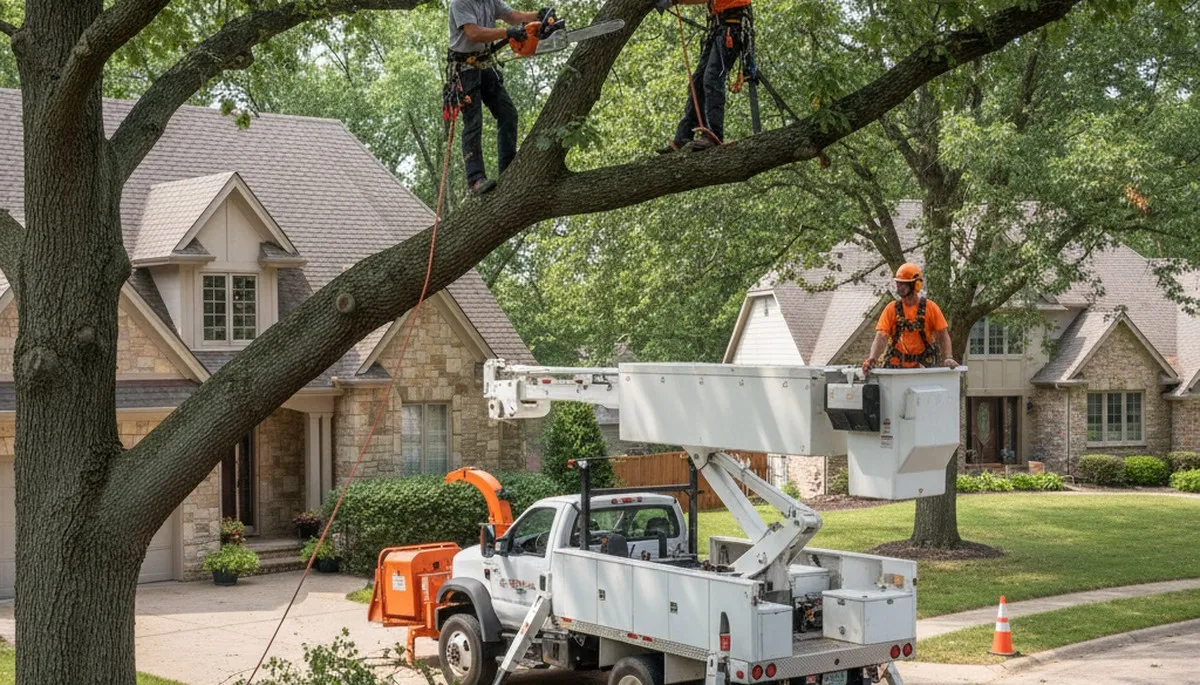 Tree service crew in Olathe, KS providing professional tree removal and trimming services