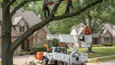 Tree service crew in Olathe, KS providing professional tree removal and trimming services