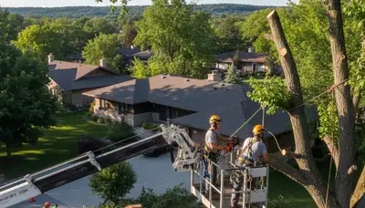 Tree service crew in Olathe, KS providing professional tree removal and trimming services