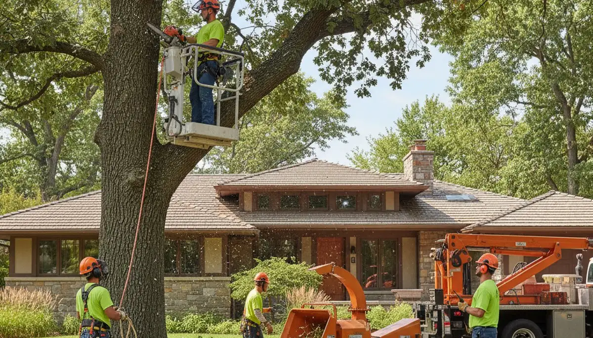 Tree service crew in Olathe, KS performing professional tree removal and trimming