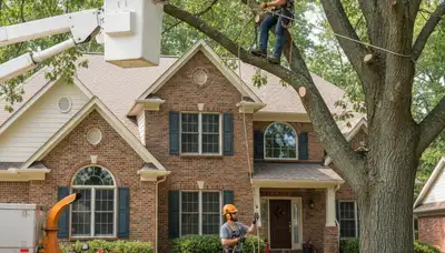 Tree service crew in Olathe, KS providing professional tree removal and trimming services