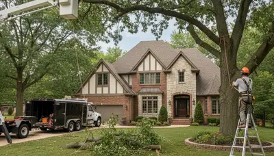Tree service crew providing tree removal in Olathe, KS for residential and commercial properties