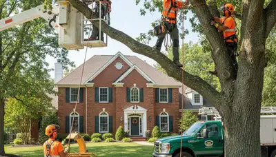 Tree service crew in Olathe, KS providing professional tree removal and trimming work